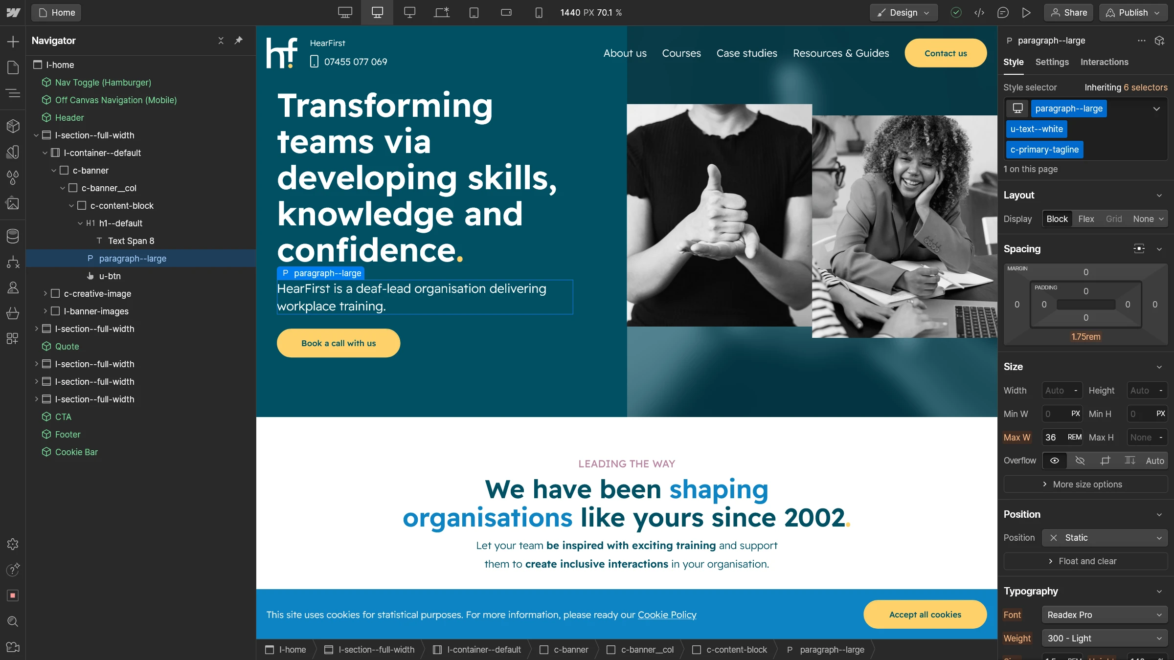Hearfirst Webflow CMS development