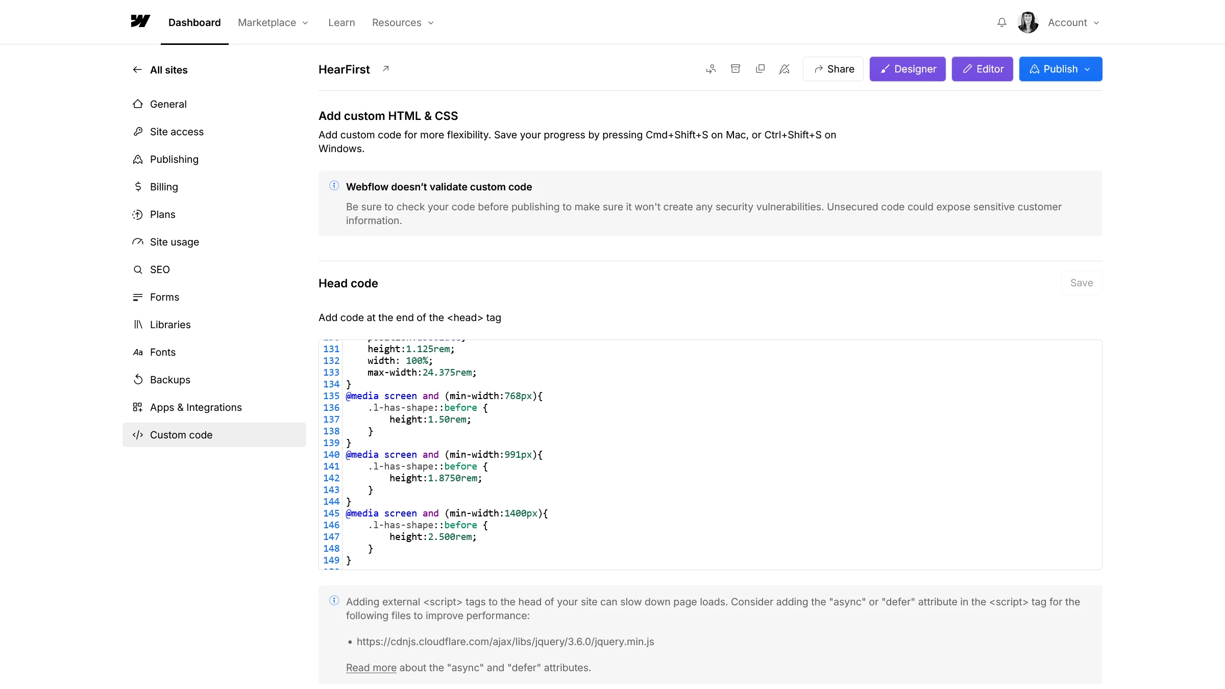 Hearfirst Webflow CMS development