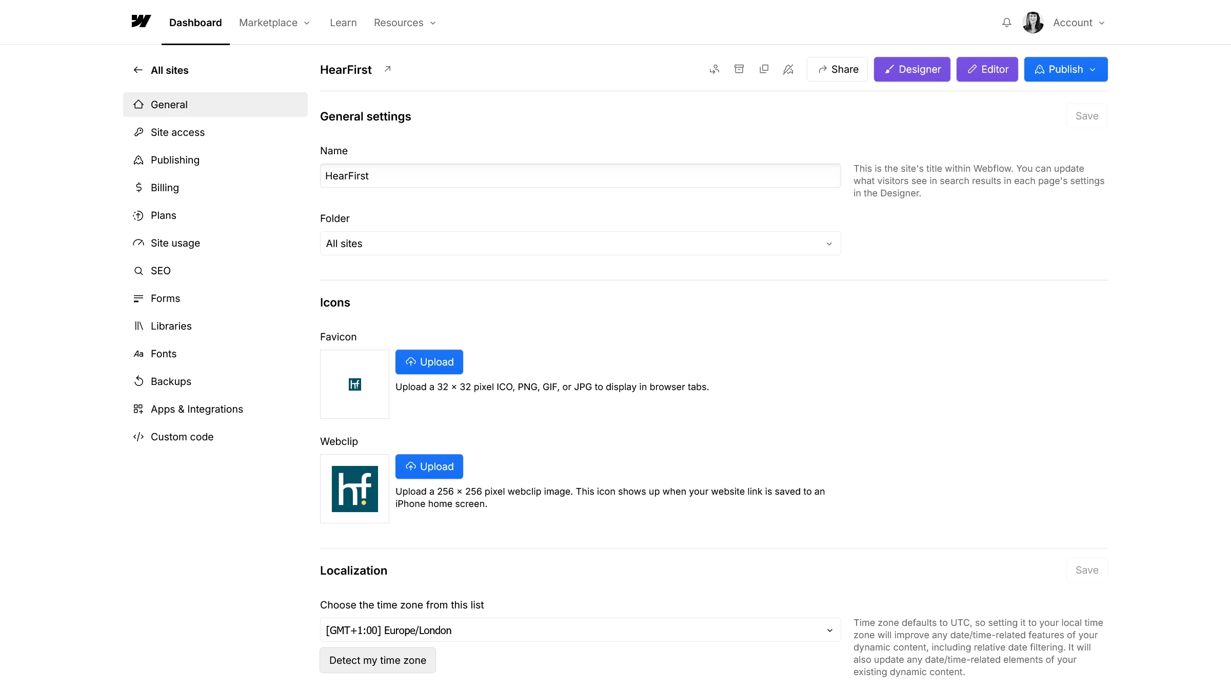 Hearfirst Webflow CMS development